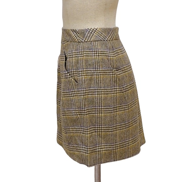J. Crew Women's Tan/Brown 100% Wool Plaid Mini Skirt Size 12 - Picture 2 of 8